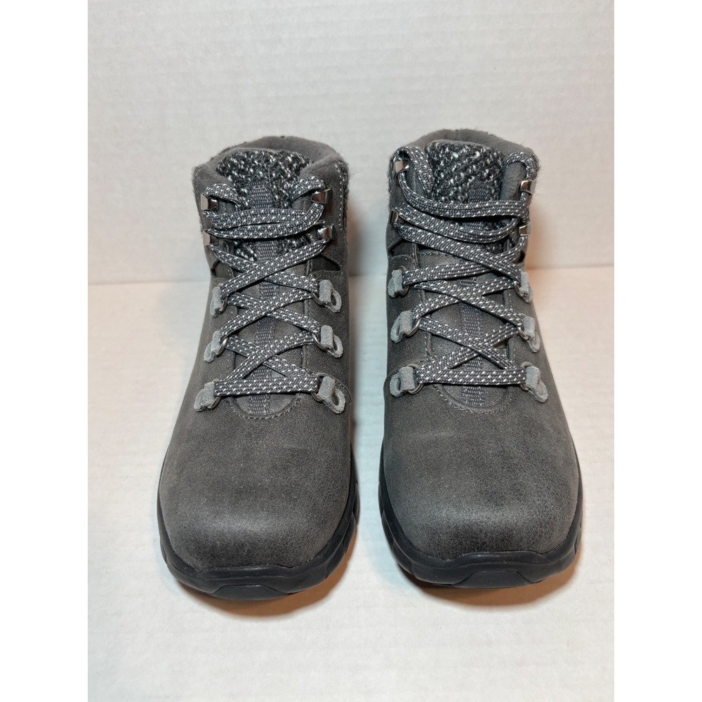 Skechers Synergy Cold Daze Gray Knit Collar Faux Fur Lined Boots 167200 Womens 7